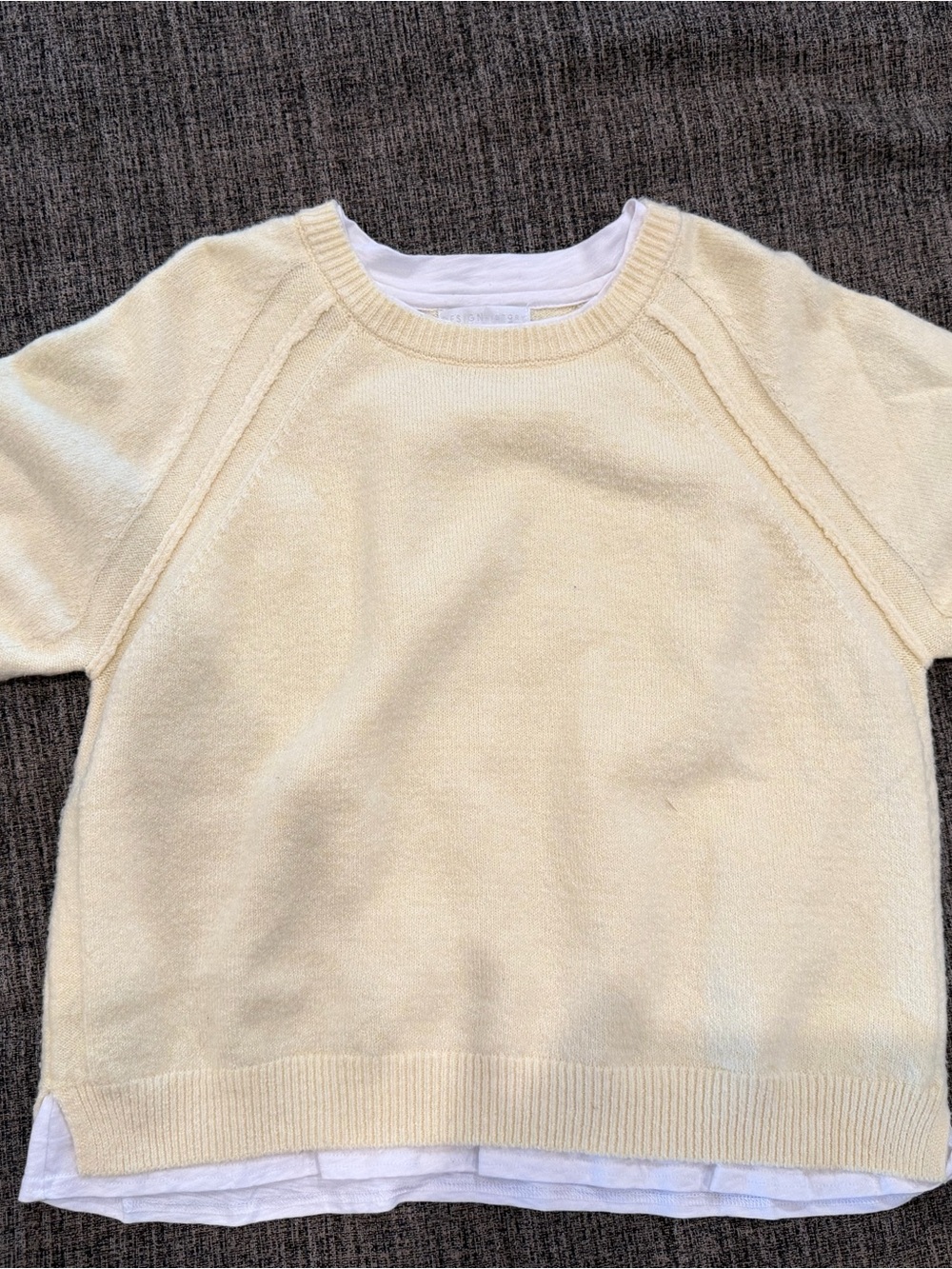 Design History Cream Layered-Look Crewneck Sweater